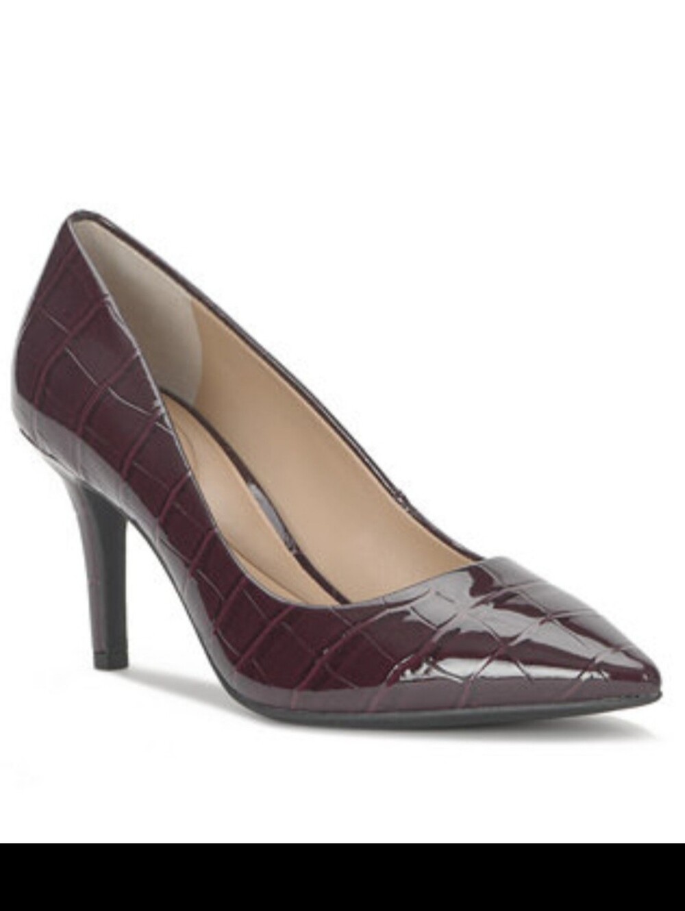 INC ZITAH POINTED TOE CROC PRINT PUMPS IN WINE SIZE 9 NIB